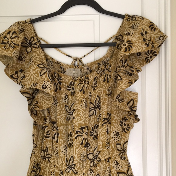 NWT Anthropologie KOPAL Myra Small jumpsuit wide leg, ruffled off shoulder Sz S - Picture 9 of 12